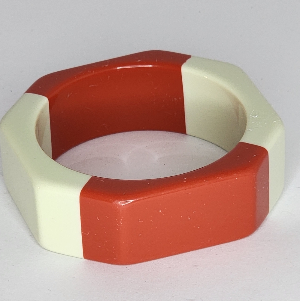 Vintage octagon orange and white retro bracelet